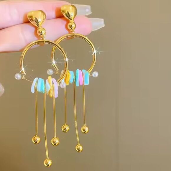 Heart Hoop Earrings Multicolor A1100 - Picture 1 of 3